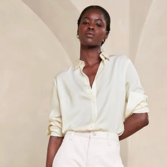 NWT Banana Republic Dillon Classic Fit Button-down Satin Collar Shirt XS - Picture 1 of 6